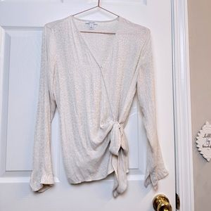 Nine West Leopard Print White Flow Sheet Satin Blouse